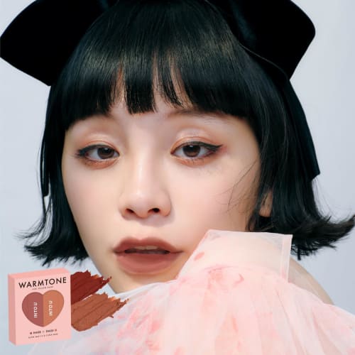 INTO U Japan Limited Mini Mud Lip Set of 2 Super Matte Lip & Cheek Mud Mini Set 2 Types (WT01 Warm Tone)