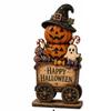 Spooky Wood Haunted House Statue Vintage Stacked Pumpkin Cart Ornament  Shelf Decor