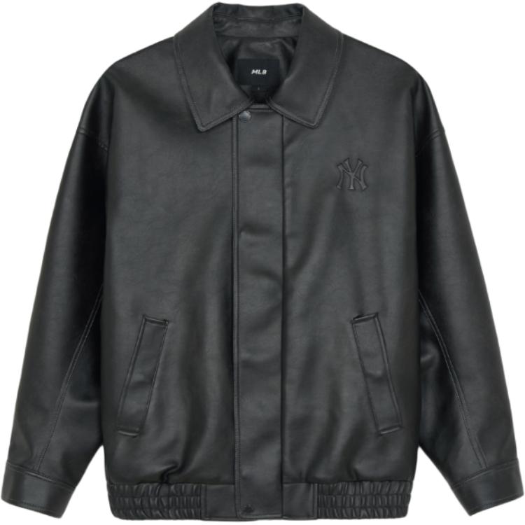 MLB New York Yankees Logo Locker Geschnitten Dickes Langarm Lederjacke Herren Jacken 3AJPB1461-50BKS XL black