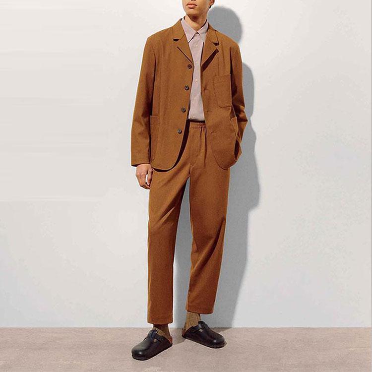 UNIQLO Solid Color Loose Casual Pants Men bottoms Light-Brown 443114-35