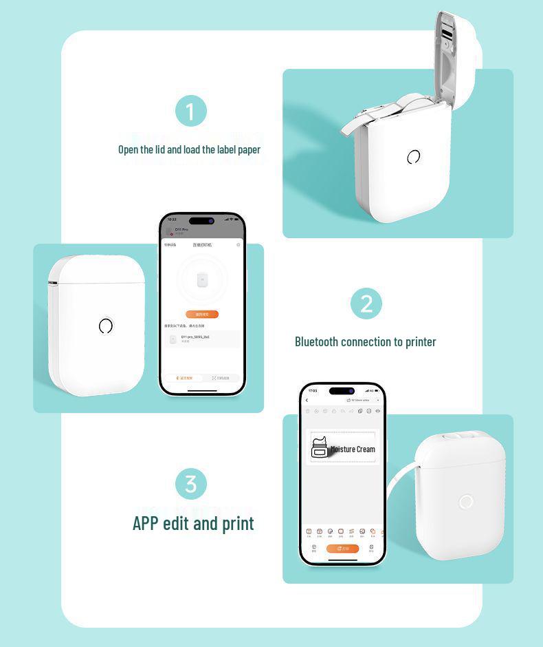 Imprimantă termică portabilă mini Bluetooth pentru etichete pentru uz casnic cu note adezive