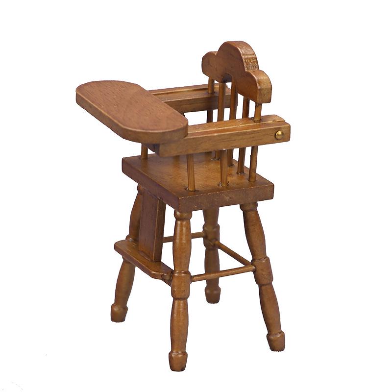 1:12 Dollhouse Mini Furniture Restaurant Scene - Oak Chestnut Baby High Chair