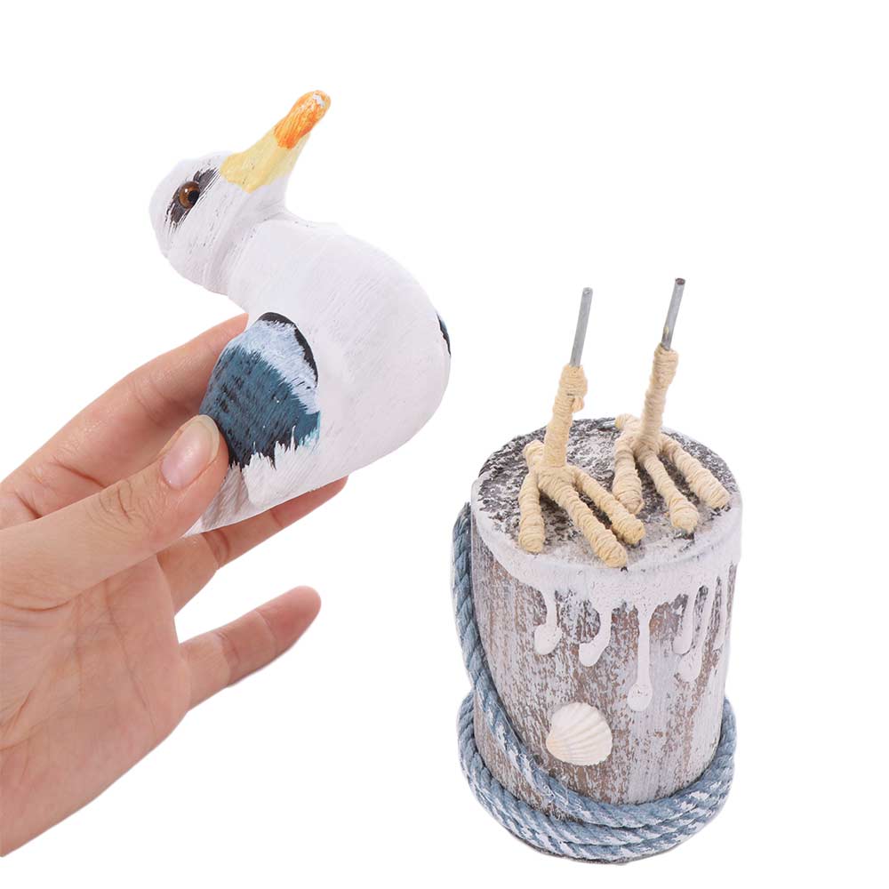 Mediterranean Style Seabird Ornament Handmade Seagull Model Wooden Seagull Craft  Children's Room
