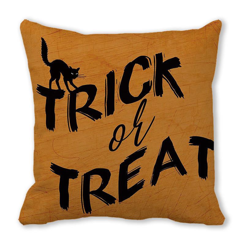 Creative Halloween Happy Letters Digital Printing Short Plush Pillow Covers for Car Sofa Office Cushion Cover Home Goods