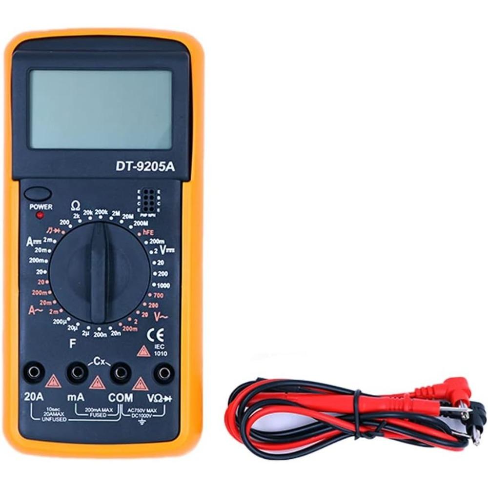 

Вольтметр змінного/постійного струму Мультиметр Діод Транзистор Інструменти для вимірювання безперервності звуку Вольт Омметр Цифровий амперметр Омметр Електрики з підсвічуванням LCD 19*9*3.3cm жовтий/чорний