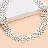 European and American Jewelry, Exaggerated Atmospheric Hollow Chain Necklace, Punk Hip-hop Style Silver Wide Chain Necklace.
