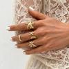 4Pcs Ocean Style Ring Set, Adjustable Open Rings, Gold Plated Starfish Seashell Rings, Dainty Summer Beach Jewelry Gifts for Women