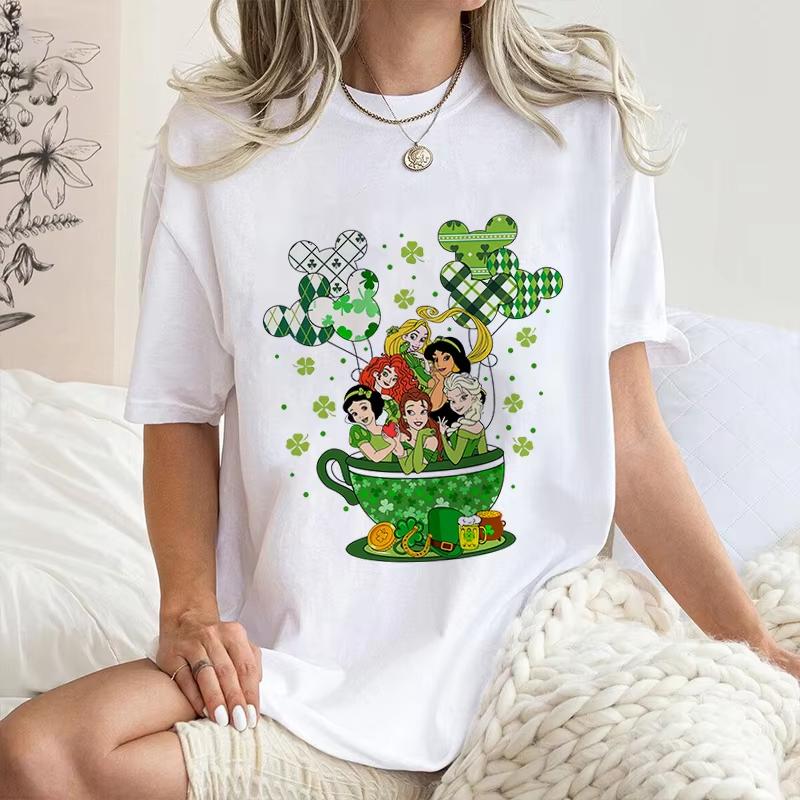 

Princess Happy St Patrick Day Summer TShirt Girls Kids Family Mother Daughter Casual Loose Oversized Women Short Sleeve S