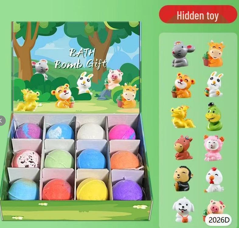 Cartoon Animal Bath Bomb Set: Fragrant Exploding Salt Balls for Kids - Bath Toy & Gift Box