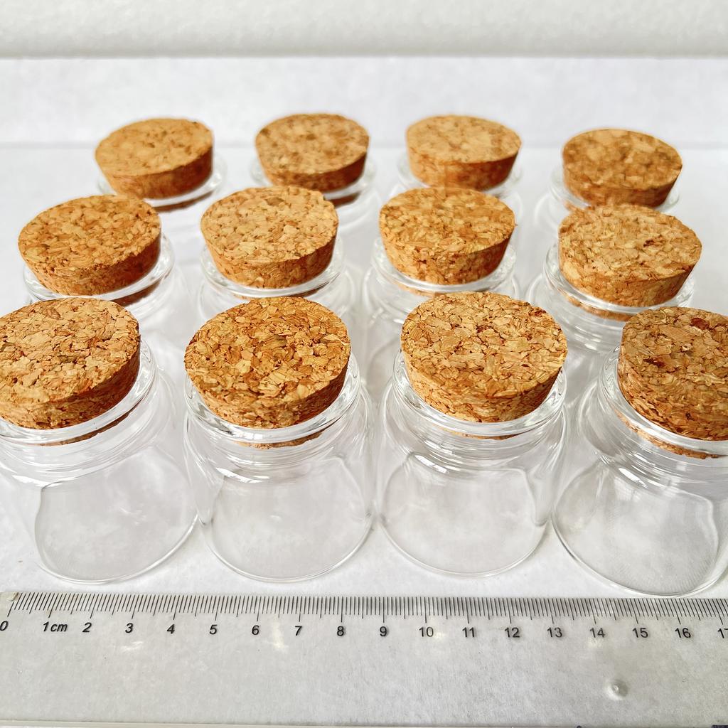 6/12/24 PCS 50ml Cork Glass Bottles 33×47×50mm Small Candle Glass Jars Spice Storage DIY Crafts Seed Bottles Decorative Vials
