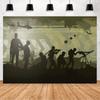 Happy Birthday Camo Party Backdrop Army Green Banner For Military Theme Celebrations, Portrait Photography