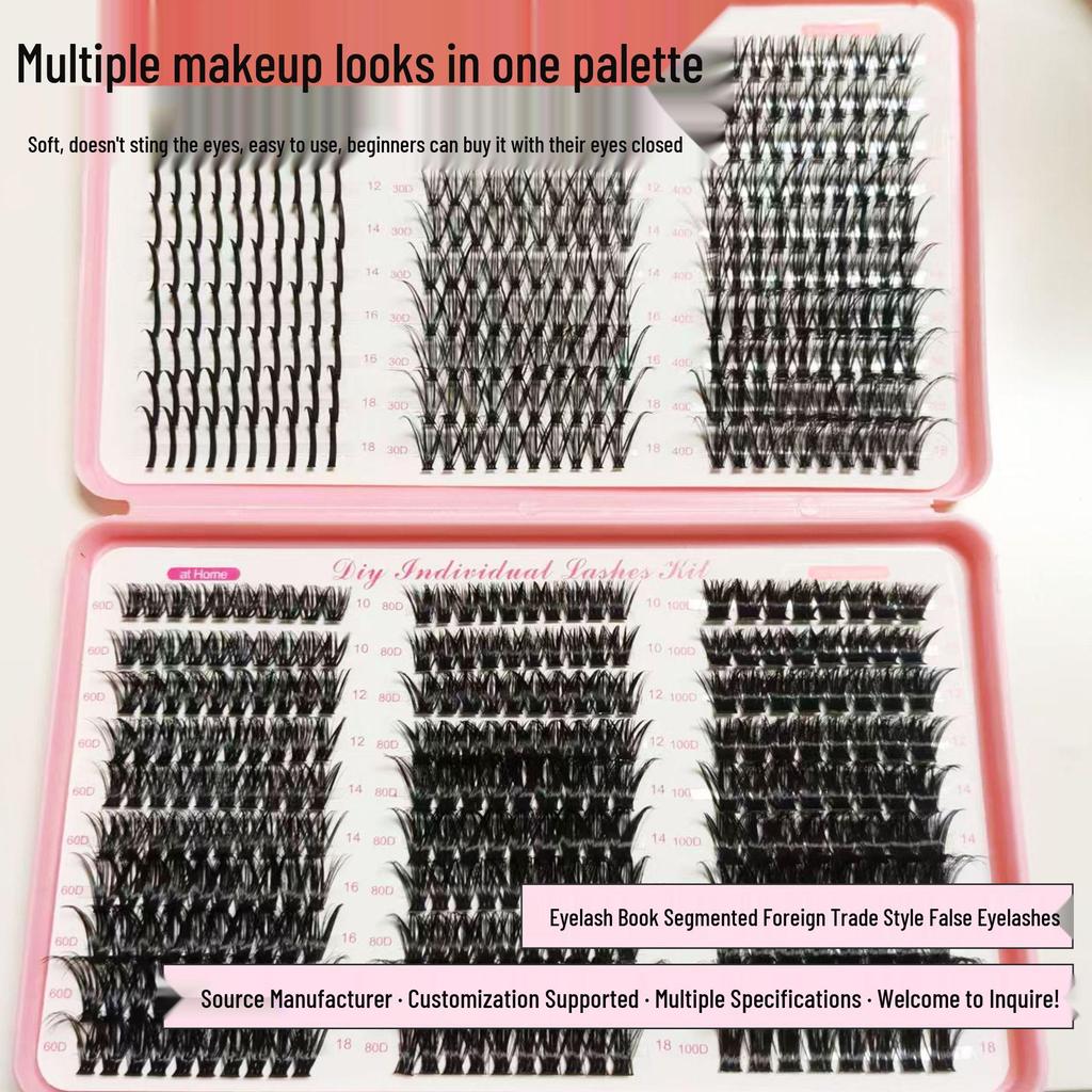 European & American Best-Selling Mixed False Eyelash Book: Large Capacity, Cluster & Segmented Self-Adhesive Lashes