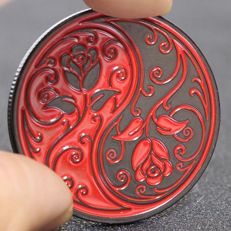 China's Four Great Divine Beasts, Tai Chi Rose Gold Plated Commemorative Medal, Play Coin, Creative Love Gold Coin, Nickel Ancient Silver Coin