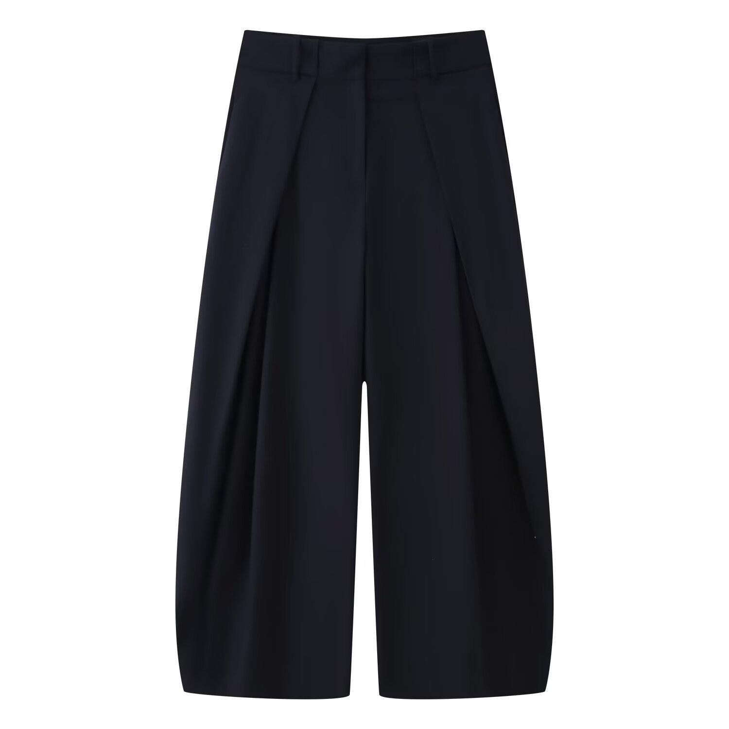 

2025 Winter European & American Style Versatile Loose Pleated Trousers L чорний
