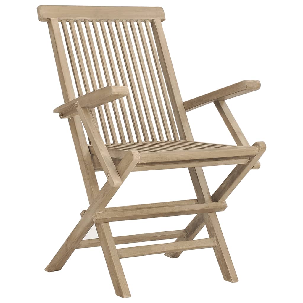 Garden Chairs 6 pcs Foldable Grey 56 x 61 x 89 cm Solid Teak Wood