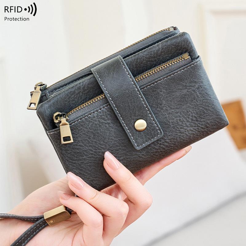 RFID blocking women wallet pu leather large capacity zipper credit card holder purse wallets