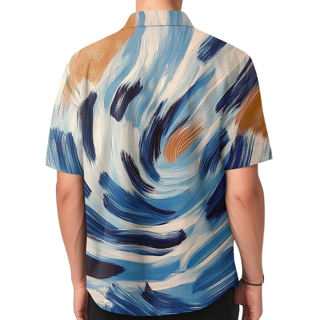 Men's Fashion Loose Tie-Dye Printed Short Sleeve Beach Shirt