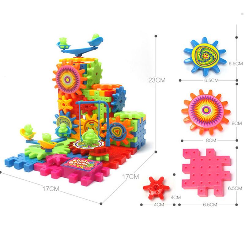 QWZ 81 PCS Electric Gears 3D Model Building Kits Plastic Brick Blocks Educational Toys For Kids Children Gifts