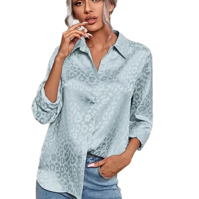 2026 Spring/Summer Leopard Jacquard Button-Up Lapel Shirt