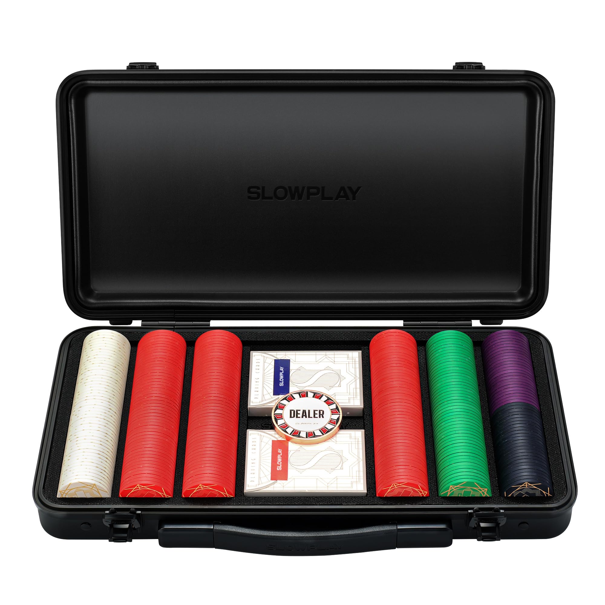 

SLOWPLAY Набор керамических покерных фишек Nash Texas 300 фишек номиналы 43 мм 12 г каждая с прочным поликарбонатным кейсом Холдем [Фишки с номиналом] &