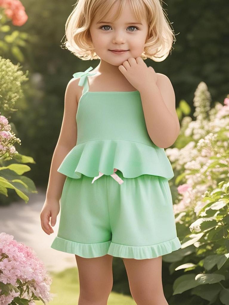 Sada tílka s volánky a šortek - Letní outfit pro miminko