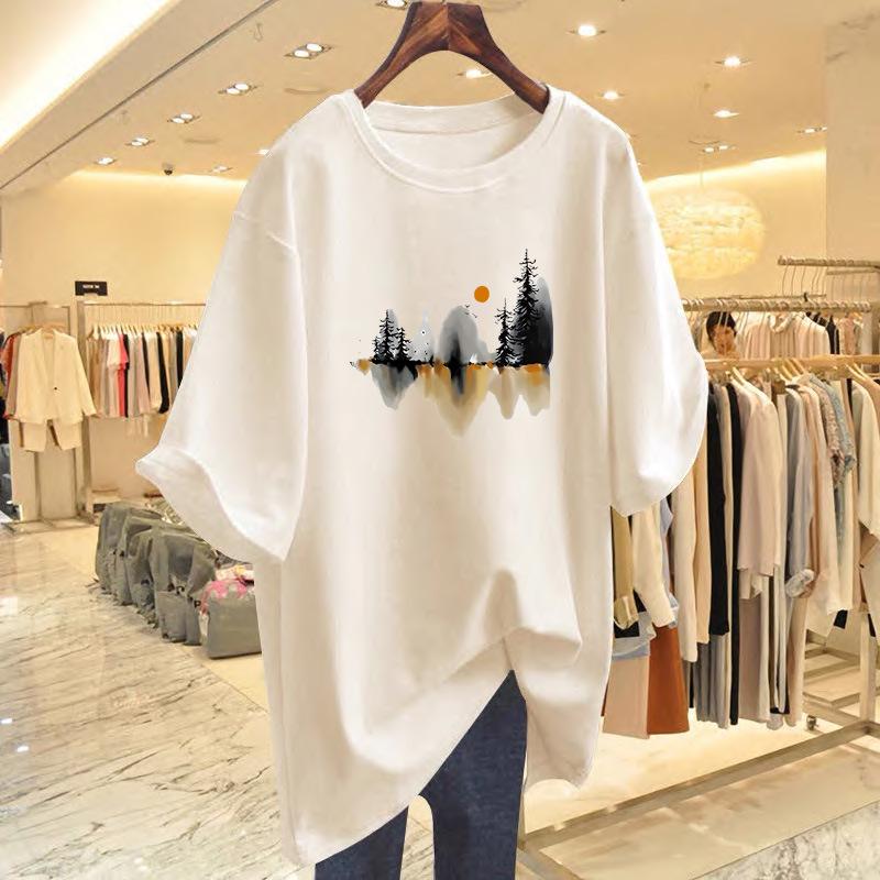Trendy Unisex High Street Heavy Cotton Loose-Fit T-Shirt for Women, New Summer Style