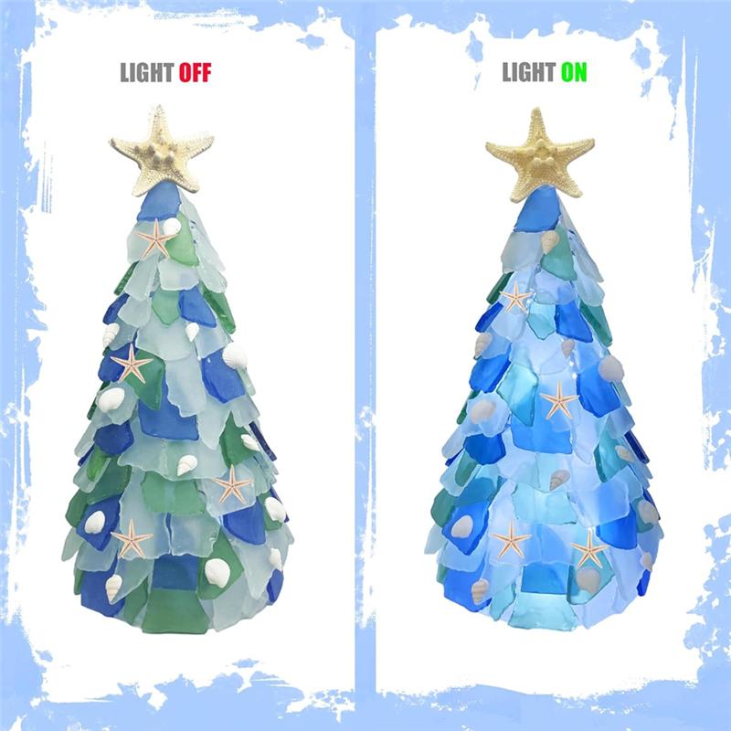 Christmas Tree DIY Kit Sea Glass Pieces For Christmas Tree Lights Lamp For DIY Crafts Christmas Ornament Crafts