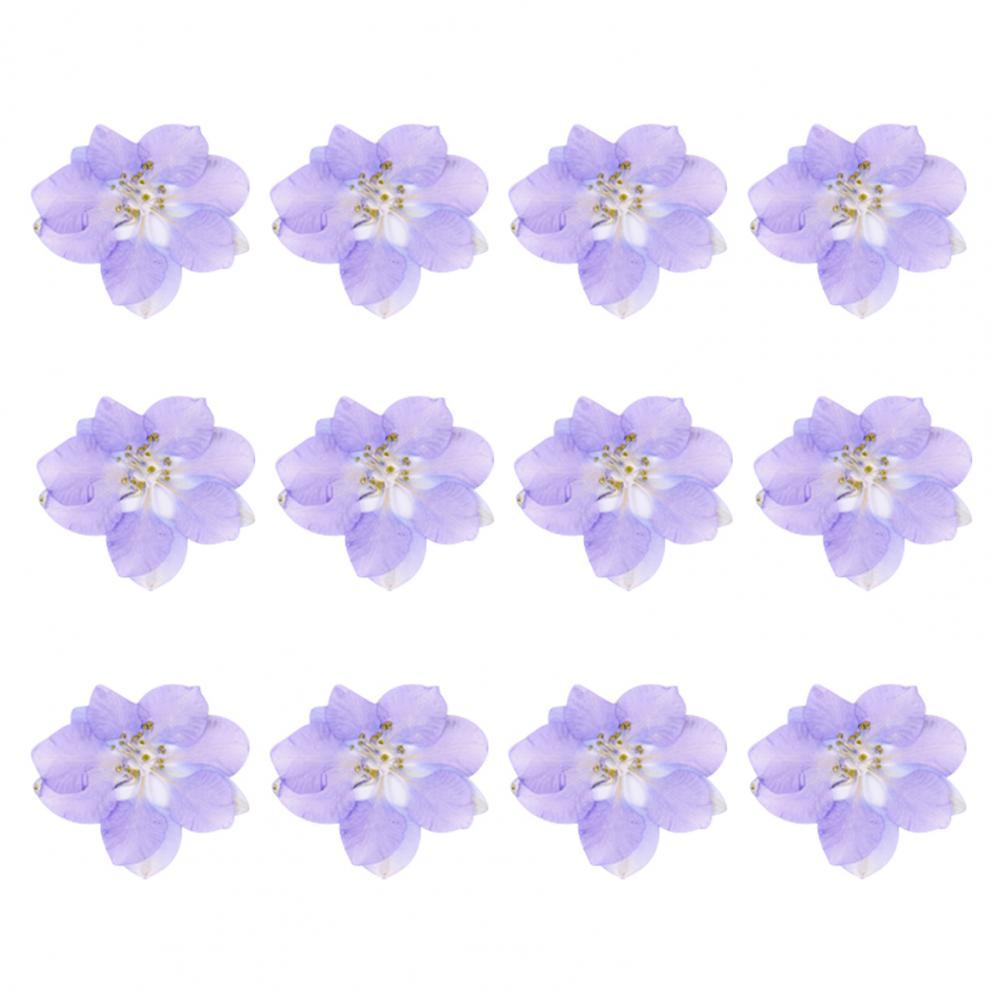 12Pcs Flowers Decoration High Imitation Bright Color Dried Flowers Dried Pressed Flowers for Nail Sticker Floral Decors
