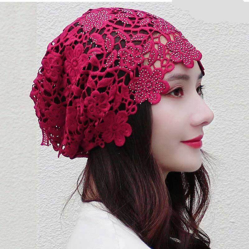 

Весна Лето Тонкий Дышащий Свободный Кружевной Ажурный Тюрбан Крючком Женская Мода Вязаная Белая Цветочная Повязка на Голову one size