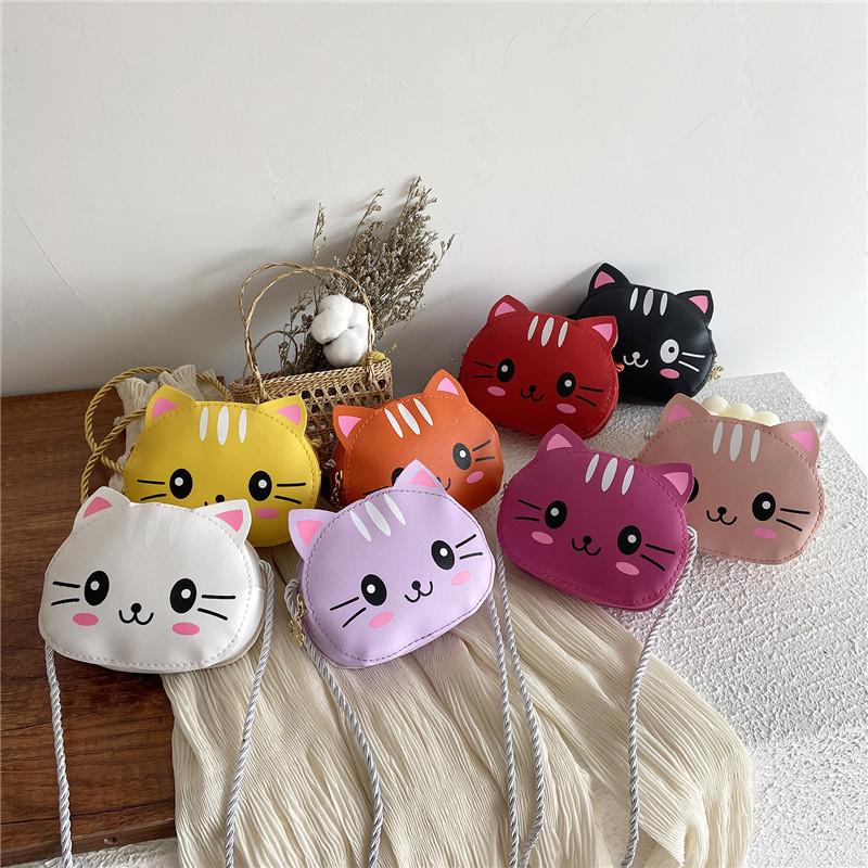 Cat Crossbody Bag Polychrome Children Cartoon Mini Shoulder Bag Shopping Wallet
