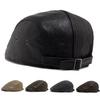 Fashion PU Leather Men Beret Spring Autumn Soft Top Women's Hat Vintage Newsboy Caps Visor Cap Front Back Wear Unisex Berets