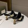 Fashion Summer High Heel Slippers for Women Elegant Pointed Toe Mules Woman Strange Heel  Wedding Party Shoes Big Size Slippers