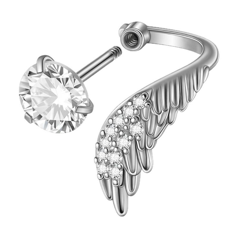 Creative Angel Wing Studs Earrings Stainless Steel Geometric Earrings Ear Jewelry Suitable for Elegant Women Daily Wear