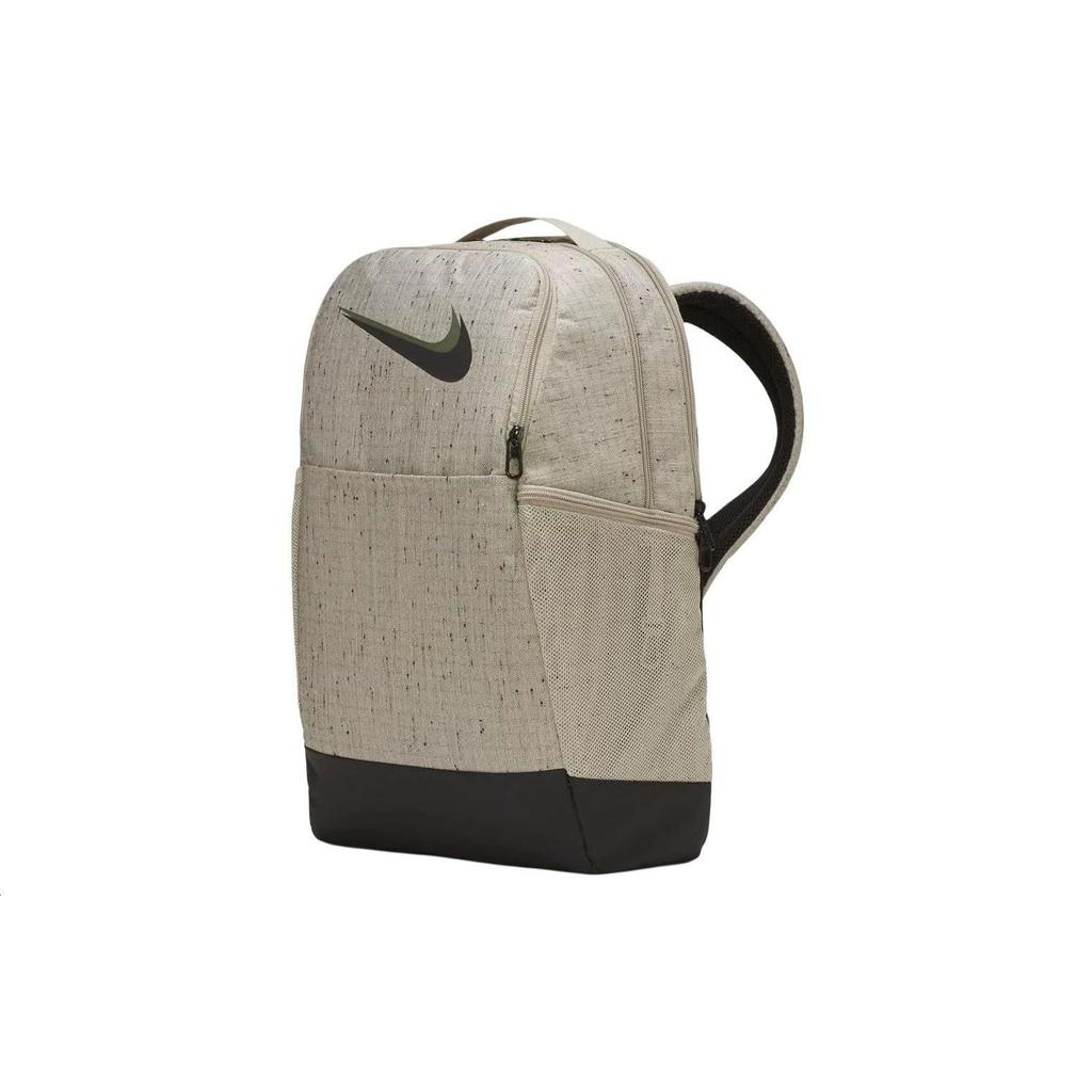 Nike Brasilia Backpack Large Capacity Zipper Closure Polyester School Bag Unisex Backpacks Khaki DA2276-210