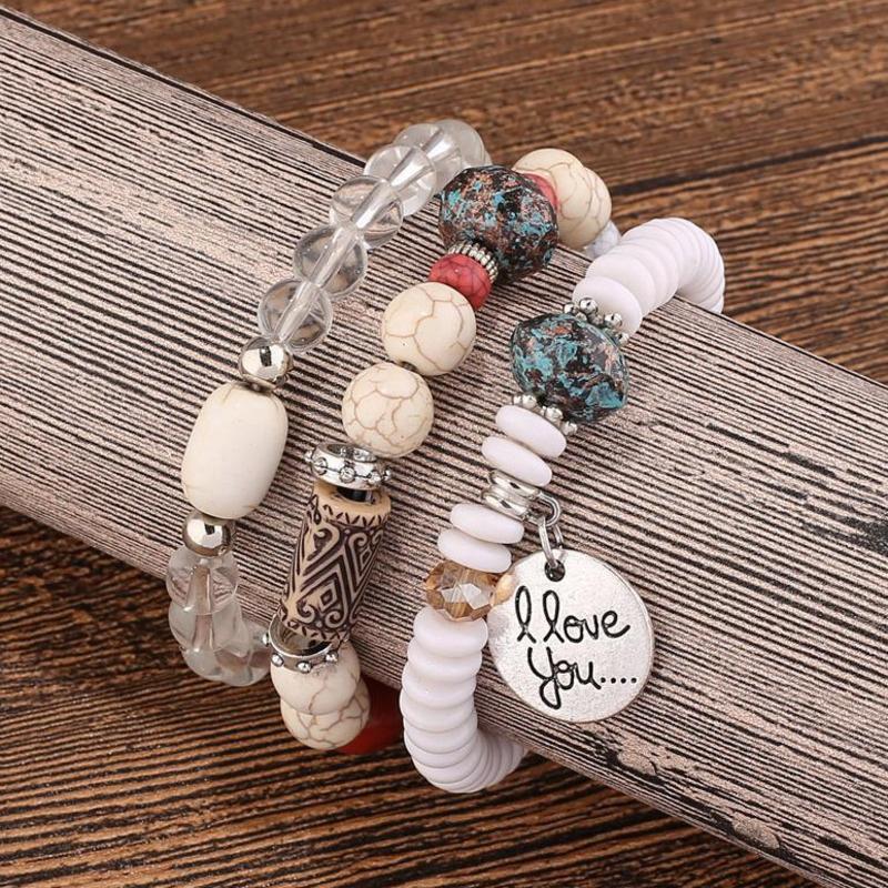 2023 New Bohemia Beaded Bracelets Set For Women Fashion Tassel Elastic Chain Bangles Ladies Trendy Party Jewelry Premium Gifts