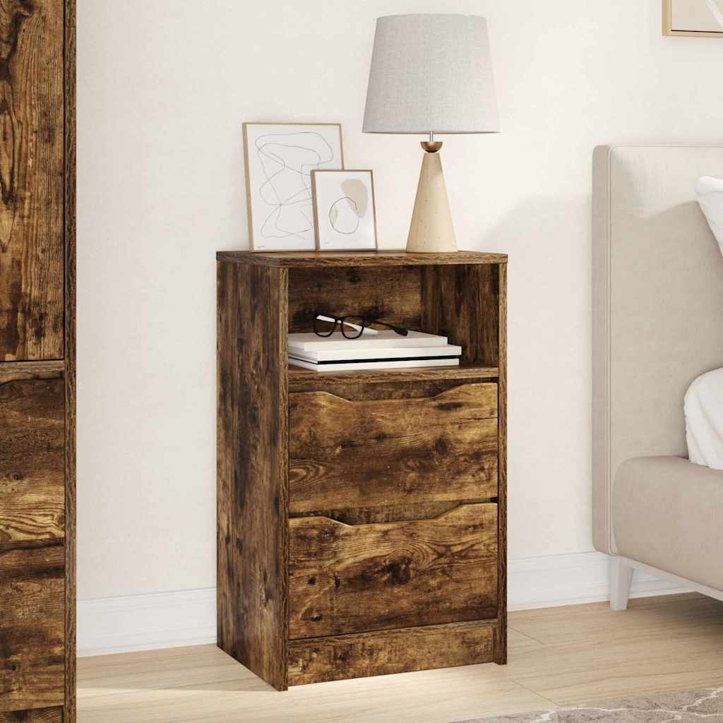 Nightstand Smoked Oak 40 x 30 x 67 cm Wood Based Material