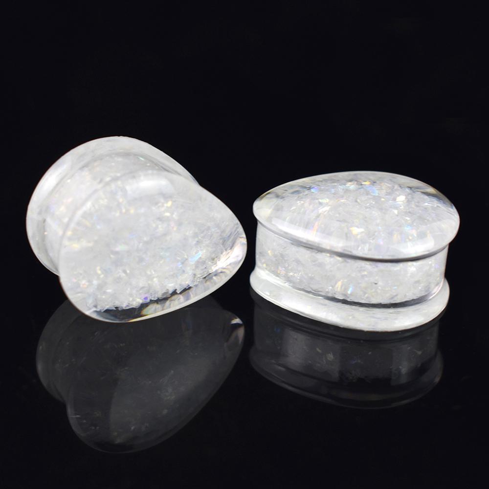 2 Pièces 8-50mm Tunnels Écarteurs d'Oreille Goutte d'Eau Écarteur d'Oreille Plug à Double Bord Bijoux de Corps pour Femmes Hommes
