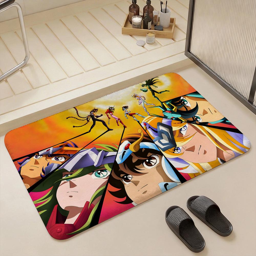 Anime A Saint Seiya Floor Mat Eco  Flannel Doormat Non Slip Odorless Indoor Floor Rug Soft Short Plush Home Mat