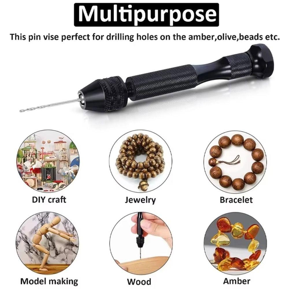 Tools Set Mini Micro Aluminum Hand Drill Mini Hand Pin Vise  Jewelry Tool Micro Twist Bit
