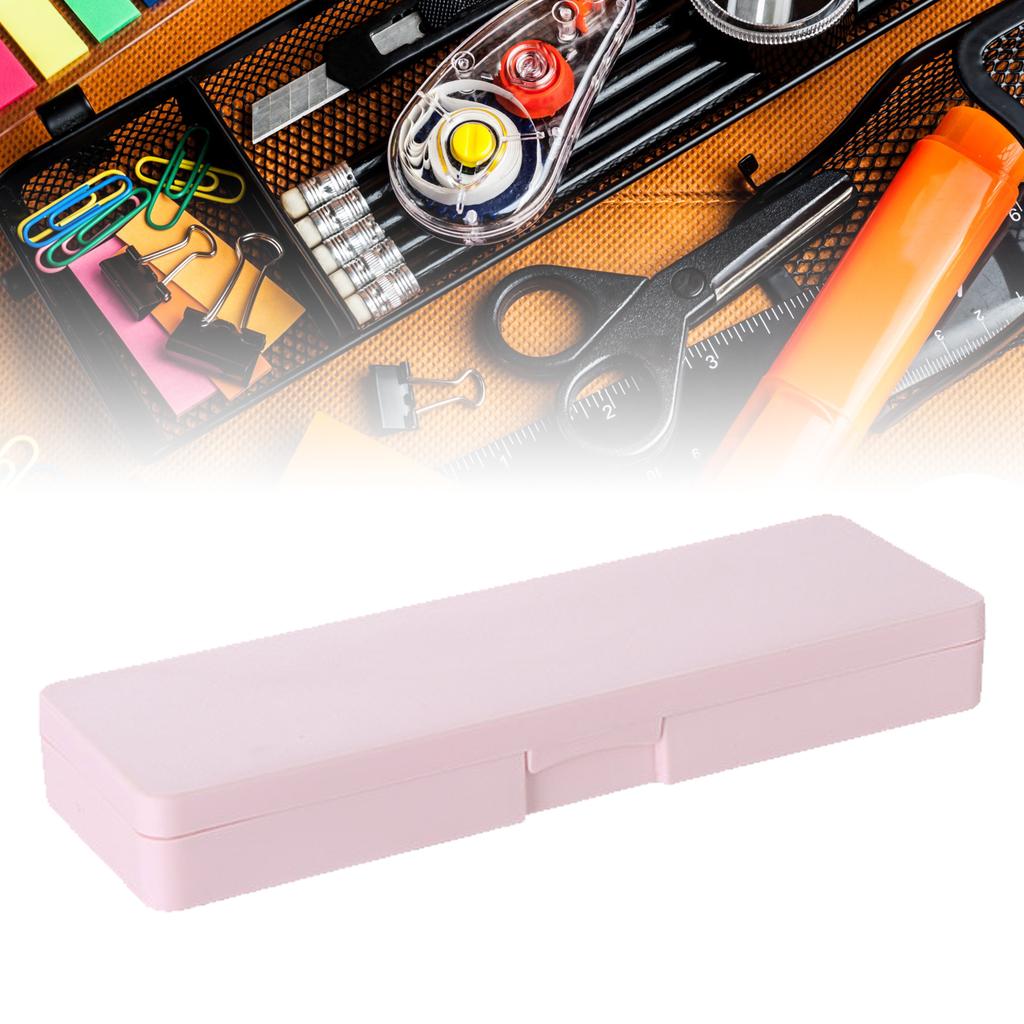 Plastic Pencil Case Snap Closure Lightweight Portable Simple Design Pen Box for Students Stationery