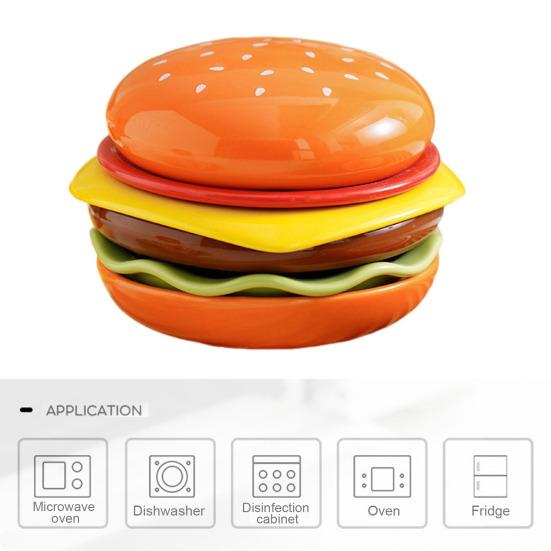 6 in 1 Burger Ceramic Mini Plate Set Creative Hamburger Styling Meal