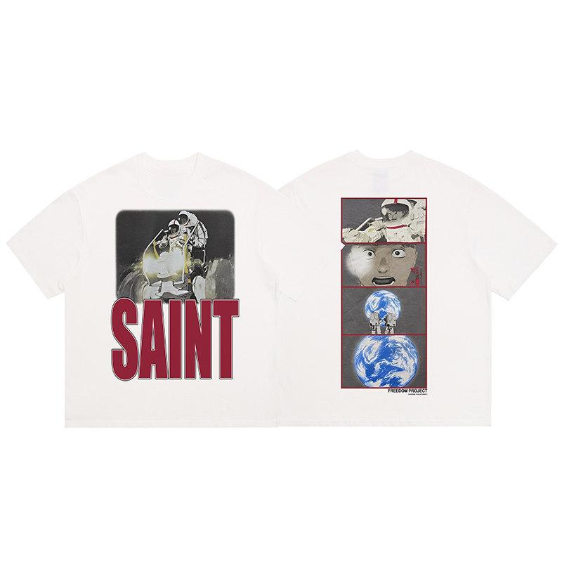Rare Summer Saint Vintage Michael Graphic Cotton Unisex Summer Short Sleeve Fashion Brand Tees Luxury Casual Vintage Tshirt