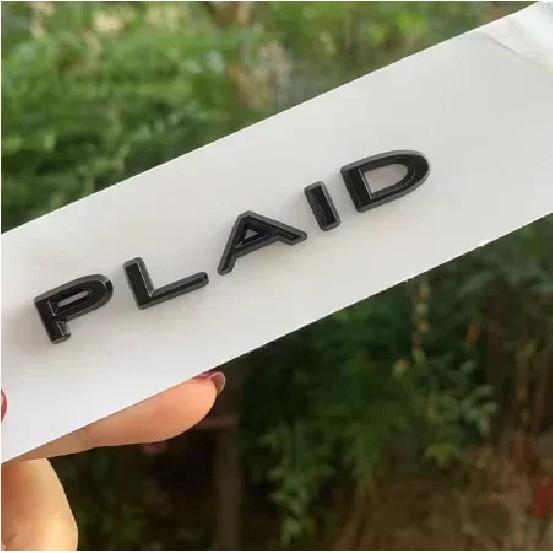 PLAID for Tesla Model 3 S X Y Car Decals ABS Zinc Alloy Plaid  Stickers Badge Version Performance Trunk Emblem Decoration