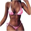 Women's Tie- Print High-Breasted Straps Bikini Set Two-Piece Swimsuit