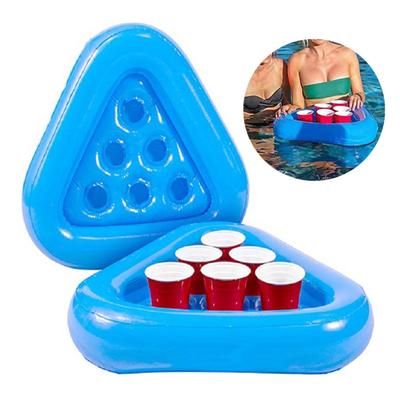 Portavasos inflable flotante para piscina con 6 agujeros, bandeja de PVC para bebidas, accesorio para jacuzzi de verano, ideal para botellas de cerveza y bebidas.