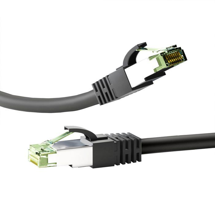 Câble réseau - GOOBAY - RJ45 CAT 8.1 S-FTP - 2m - Noir - Sans halogène - Contacts dorés