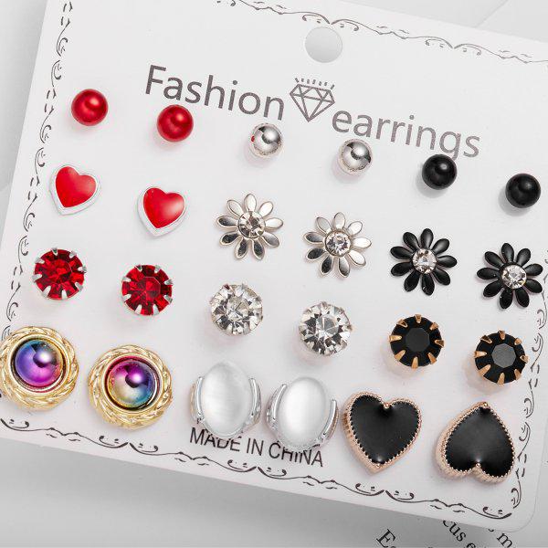 Ensemble de 12 paires de boucles d'oreilles élégantes en alliage de zirconium pour femme