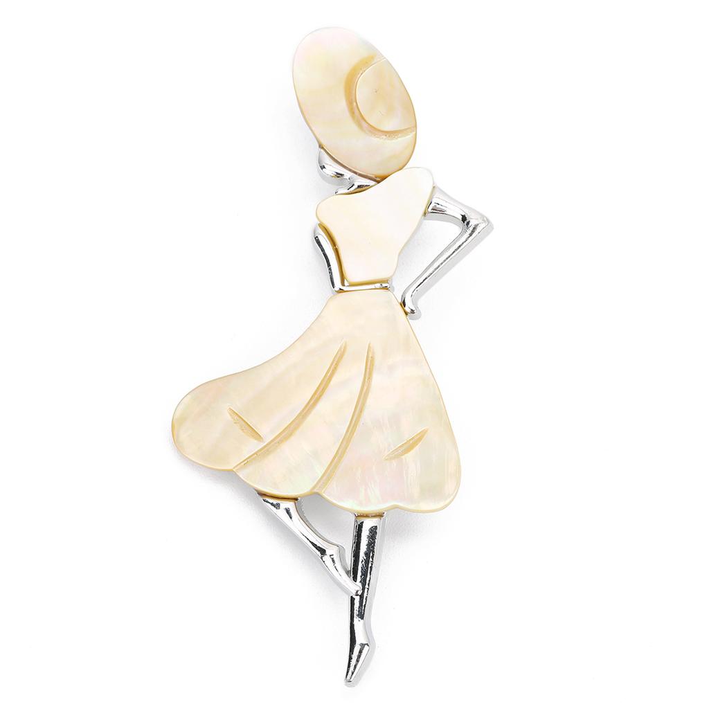 85x30mm Trendy Natural Shell Brooch Pin Pendant Metal Girl Model For Lady Women Party Charm Necklace Jewelry Finding Ornament