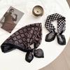 Silk scarf neck cotton and linen small square scarf women's cashew fruit decorative scarf plaid silk scarf women's autumn hair accessories