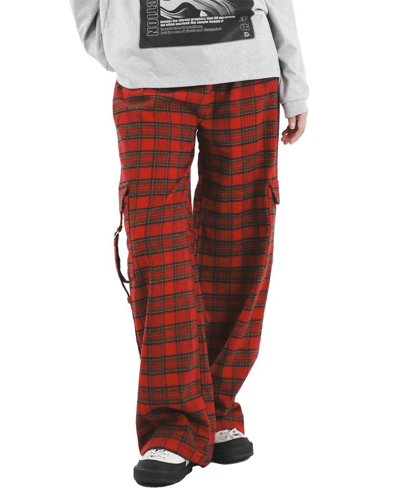 KATHARSIS Check Belt Pants Red One Size